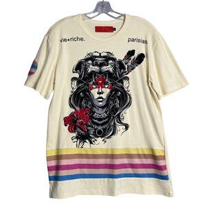 Vie Riche Paris T-Shirt Mens S Multi Color Velvet Embroidered Streetwear